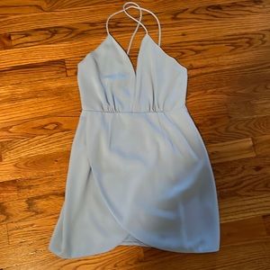 Superdown light blue mini dress with open back size small